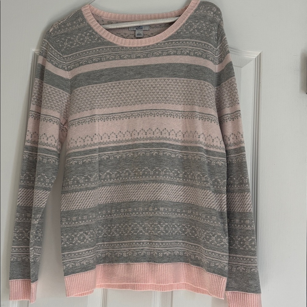Croft & Barrow Pink and Gray Knit Sweater